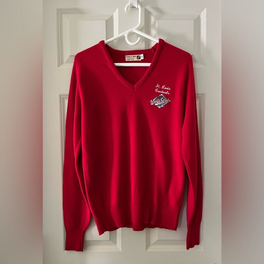 Men’s Vintage St Louis Cardinals V Neck Sweater
1987 World Series USA Baseball M